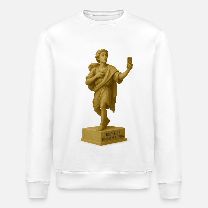 Moderne Skulptur mit Smartphone-Motiv - Stanley/Stella Unisex Bio-Sweatshirt ROLLER - Weiß
