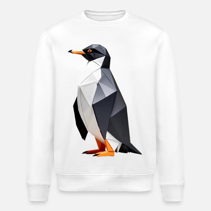 Polygon Penguin: Geometric Elegance - Stanley/Stella ROLLER Unisex Organic Sweatshirt - white