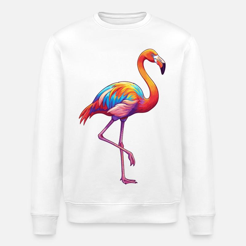 Bunte Flamingo-Regenbogen-Pop-Art-Aquarell - Stanley/Stella Unisex Bio-Sweatshirt ROLLER - Weiß