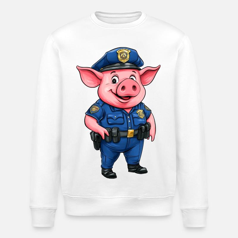 Police des Cochons / Policière Cochon - Sweat bio ROLLER Stanley/Stella Unisexe - blanc