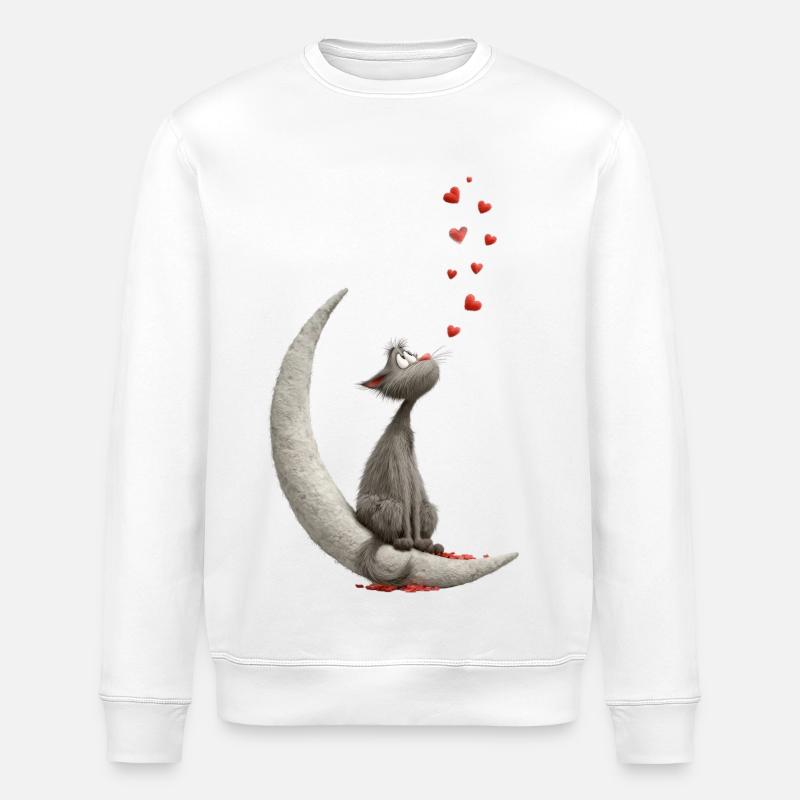 Chat sur la Lune - Sweat bio ROLLER Stanley/Stella Unisexe - blanc