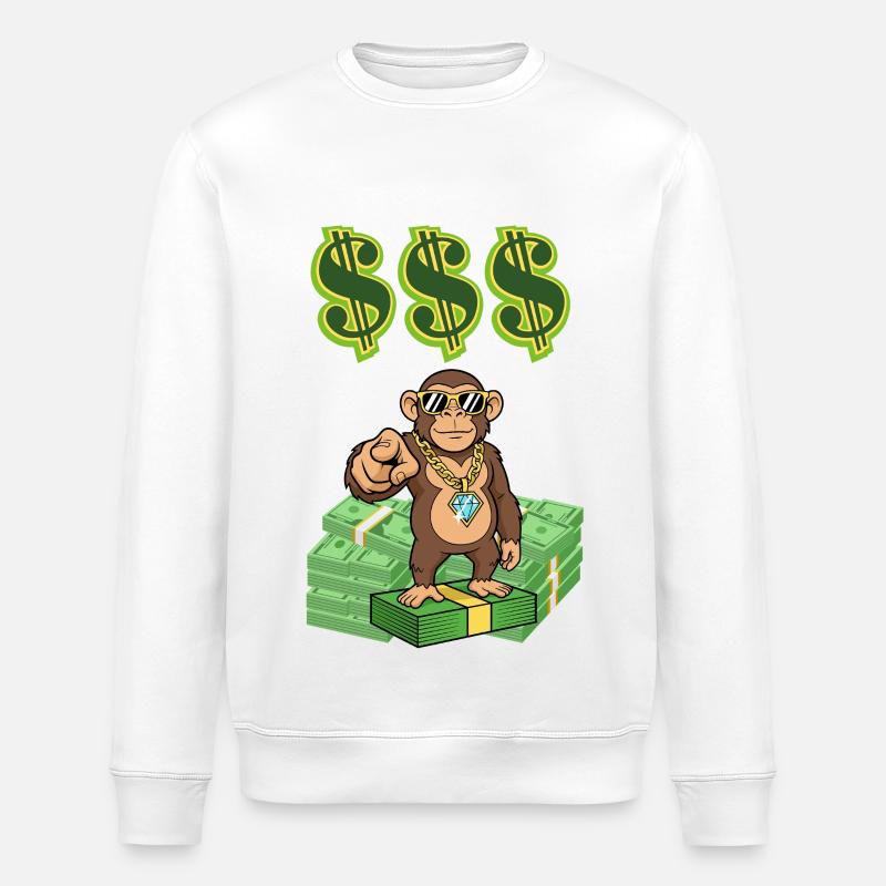 Reicher Affe - Stanley/Stella Unisex Bio-Sweatshirt ROLLER - Weiß