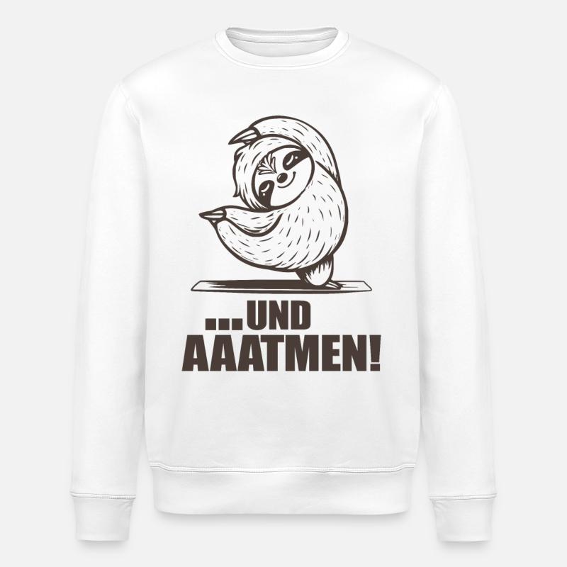 Faultier Lustiger Spruch Atmen - Stanley/Stella Unisex Bio-Sweatshirt ROLLER - Weiß