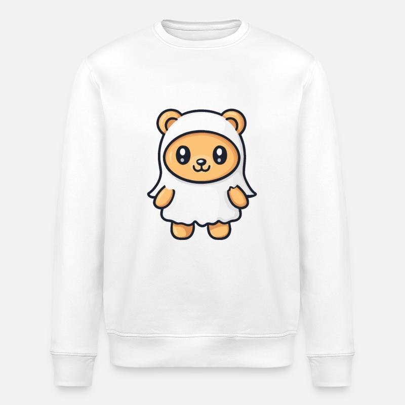 Bär Halloween Comic Geist - Stanley/Stella Unisex Bio-Sweatshirt ROLLER - Weiß