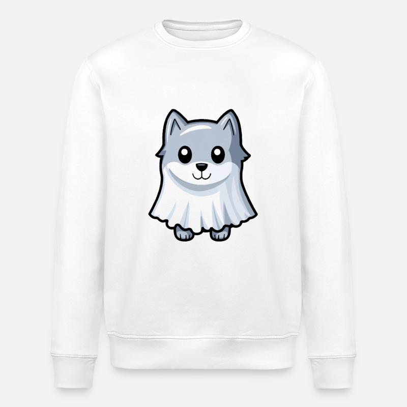 Wolf Halloween Comic Geist - Stanley/Stella Unisex Bio-Sweatshirt ROLLER - Weiß