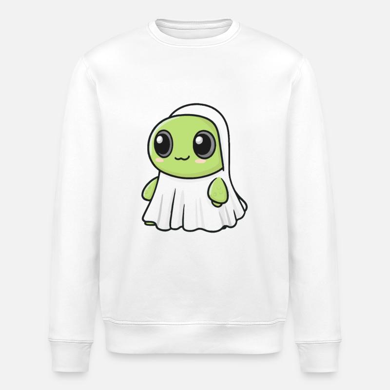 Turtle Halloween Comic Ghost - Stanley/Stella ROLLER Unisex Organic Sweatshirt - white