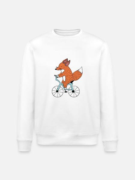 Lustiger Fahrrad Fuchs, Rad fahren E Bike Geschenk - Stanley/Stella Unisex Bio-Sweatshirt ROLLER - Weiß