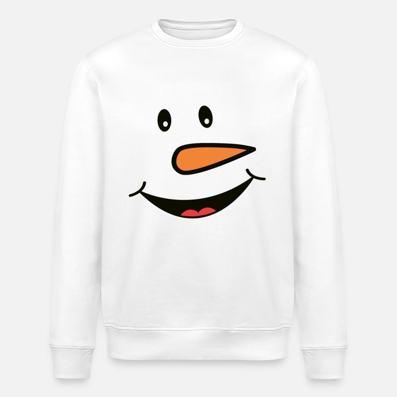 Funny snowman face - Stanley/Stella ROLLER Unisex Organic Sweatshirt - white