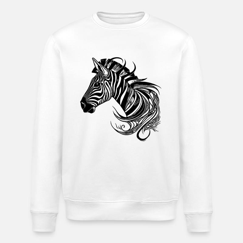 Wild Zebra Tattoo Style Lines - Stanley/Stella ROLLER Unisex Organic Sweatshirt - white