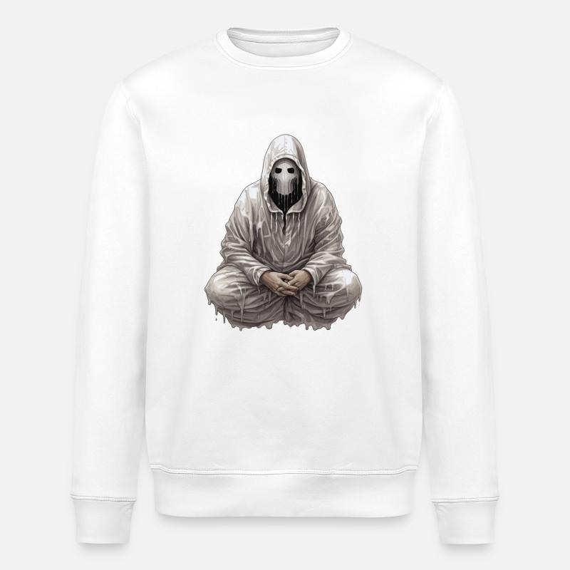 Scary ghost with creepy face - Stanley/Stella ROLLER Unisex Organic Sweatshirt - white
