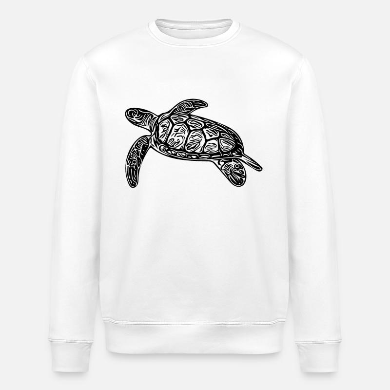Small floating turtle - Stanley/Stella ROLLER Unisex Organic Sweatshirt - white