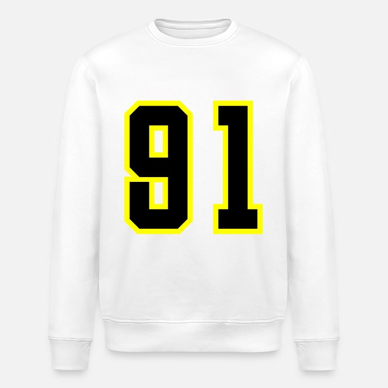 91 Zahl Trikot - Stanley/Stella Unisex Bio-Sweatshirt ROLLER - Weiß