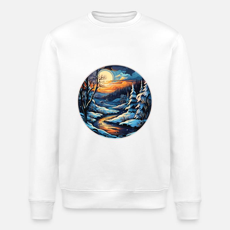 Winterlandschaft - Stanley/Stella Unisex Bio-Sweatshirt ROLLER - Weiß