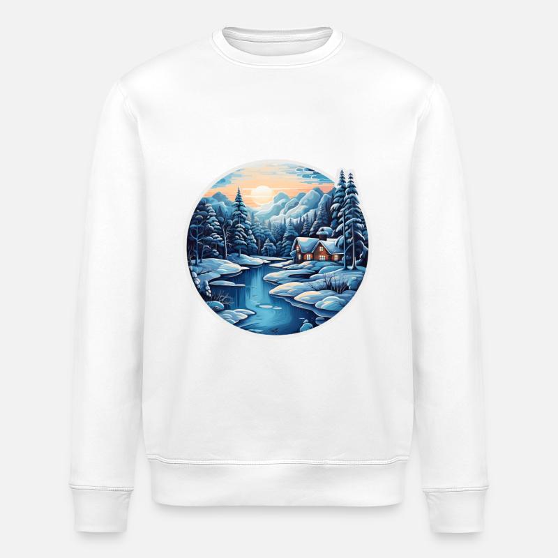 Winterlandschaft - Stanley/Stella Unisex Bio-Sweatshirt ROLLER - Weiß
