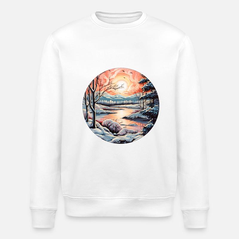 Winterlandschaft - Stanley/Stella Unisex Bio-Sweatshirt ROLLER - Weiß