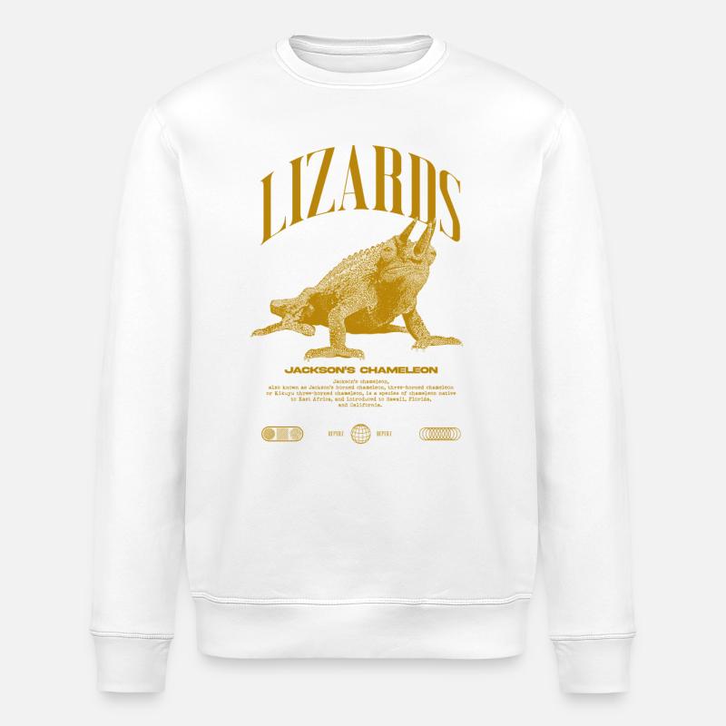 Jackson's Chameleon Streetwear Lizard Keeper - Stanley/Stella ROLLER Unisex Organic Sweatshirt - white
