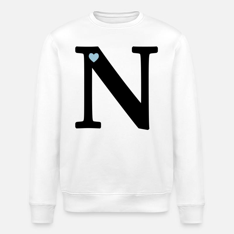 Lettre N Lettre initiale - Sweat bio ROLLER Stanley/Stella Unisexe - blanc