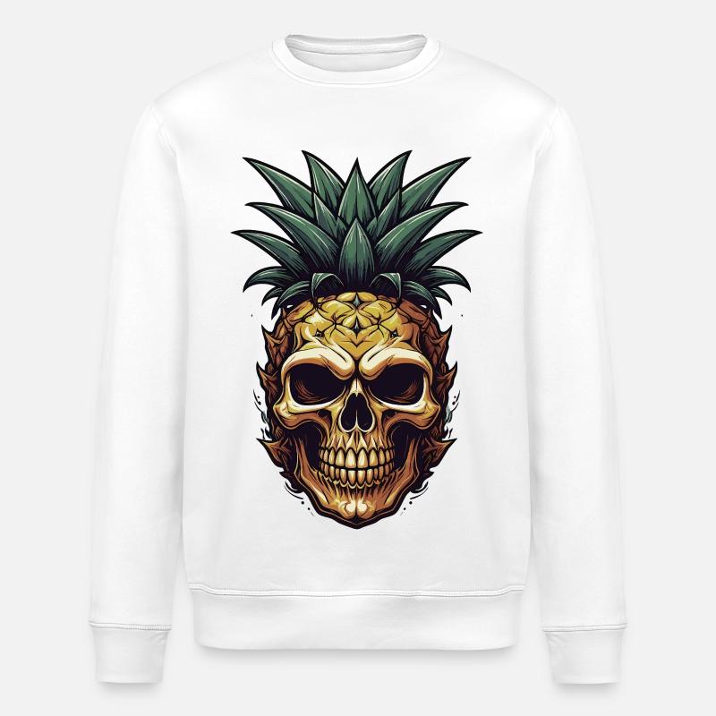 Tropischer Ananas-Schädel - Stanley/Stella Unisex Bio-Sweatshirt ROLLER - Weiß