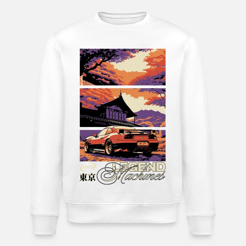 Sunset Skyline Triptych Car Legend - Stanley/Stella ROLLER Unisex Organic Sweatshirt - white