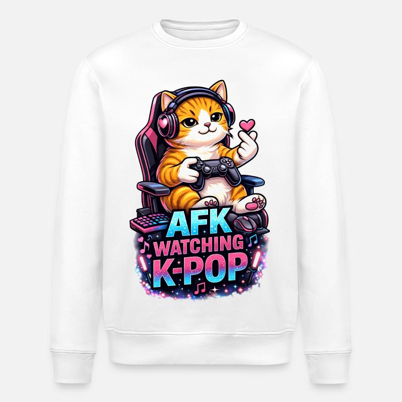 AFK Watching K Pop - Stanley/Stella Unisex Bio-Sweatshirt ROLLER - Weiß