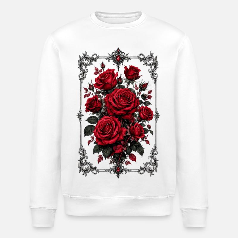Roses, Roses rouges, Roses et Fleurs - Sweat bio ROLLER Stanley/Stella Unisexe - blanc