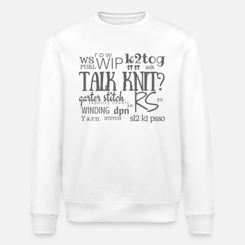 Talk-Knit?, Grau - Stanley/Stella Unisex Bio-Sweatshirt ROLLER - Weiß