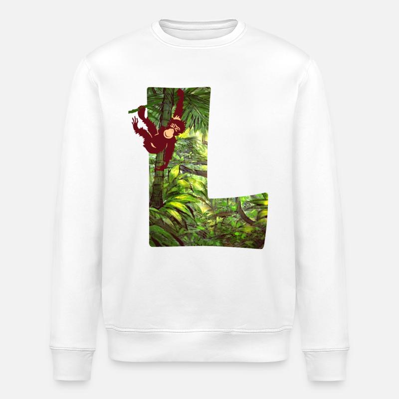 jungle with monkey l - Stanley/Stella ROLLER Unisex Organic Sweatshirt - white