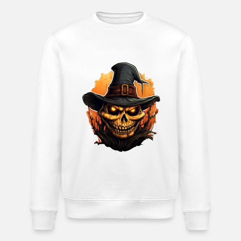 Halloween-Totenkopf-Hexer - Stanley/Stella Unisex Bio-Sweatshirt ROLLER - Weiß