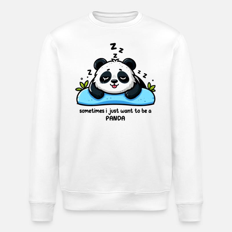 Sleeping Tired Panda Funny Animals - Stanley/Stella ROLLER Unisex Organic Sweatshirt - white