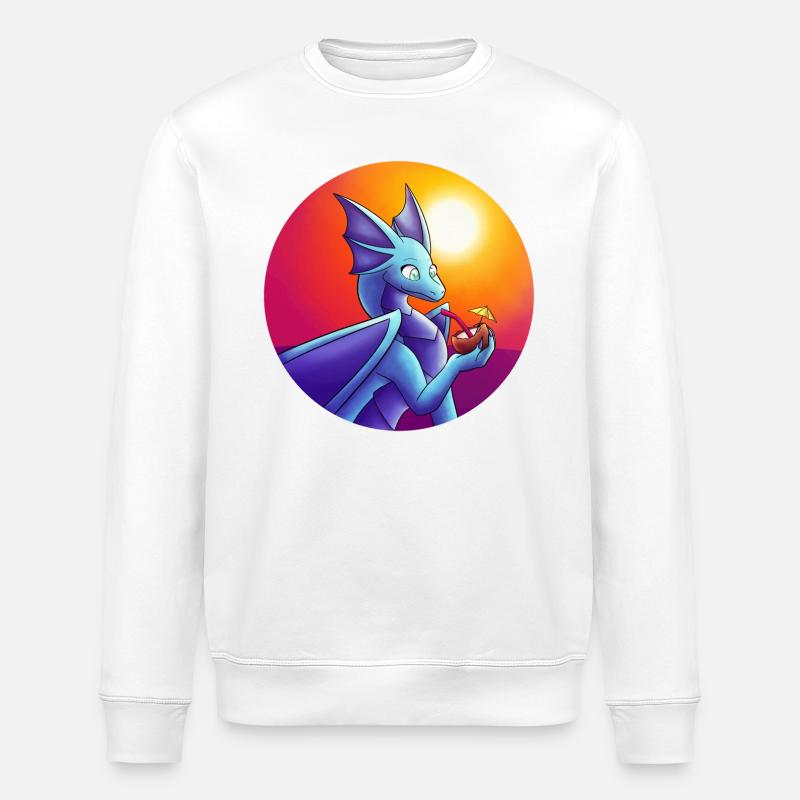 Sommer Blauer Drache - Stanley/Stella Unisex Bio-Sweatshirt ROLLER - Weiß