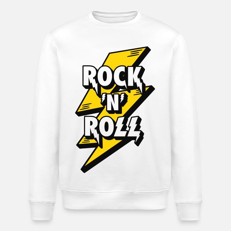 Elektrisierendes Rock'n'Roll-Lightning-Design - Stanley/Stella Unisex Bio-Sweatshirt ROLLER - Weiß