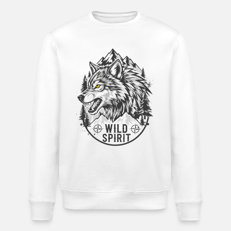 Wild Spirit - Wolf Logo - Sweat bio ROLLER Stanley/Stella Unisexe - blanc