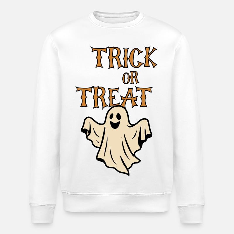 Trick oder Treat Geister Halloween Retro - Stanley/Stella Unisex Bio-Sweatshirt ROLLER - Weiß