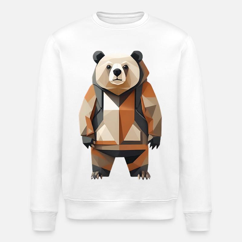 Polypanda Panda Low-Poly - Sweat bio ROLLER Stanley/Stella Unisexe - blanc