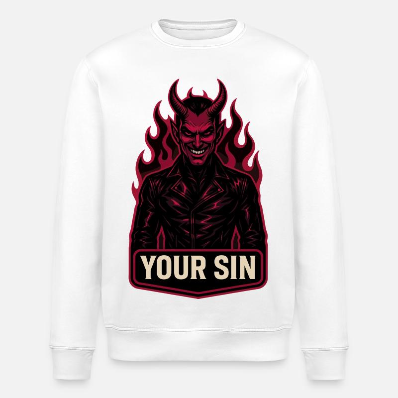 Devil Your Sin, Evil Demon, Hellflames - Stanley/Stella ROLLER Unisex Organic Sweatshirt - white