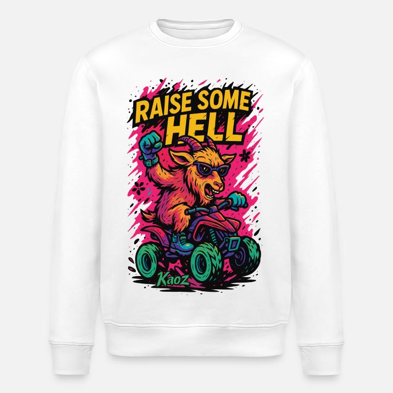Élever une chèvre infernale avec Quad - Sweat bio ROLLER Stanley/Stella Unisexe - blanc