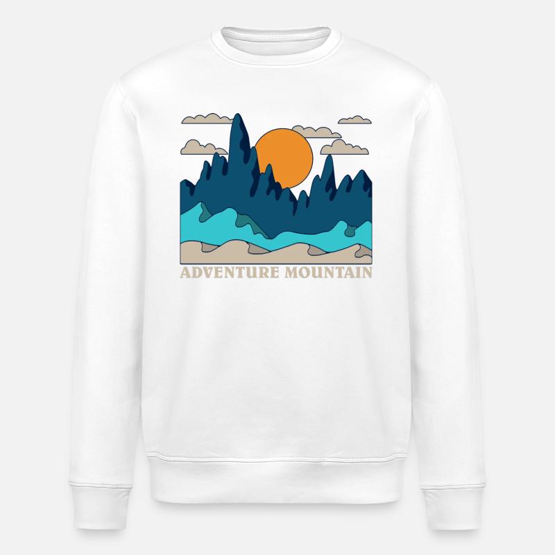 Adventure Mountain Graphic - Stanley/Stella ROLLER Unisex Organic Sweatshirt - white