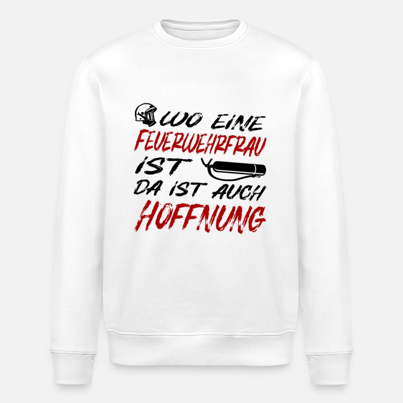 Firefighter design - Stanley/Stella ROLLER Unisex Organic Sweatshirt - white