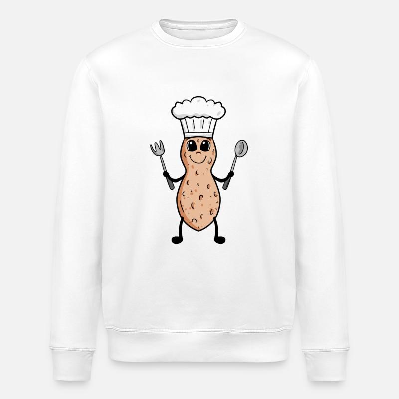 Peanut Chef Cooking Restaurant Gift - Stanley/Stella ROLLER Unisex Organic Sweatshirt - white