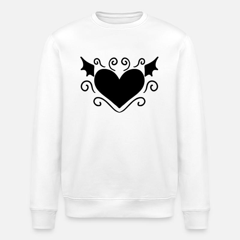 Heart Black - Stanley/Stella ROLLER Unisex Organic Sweatshirt - white