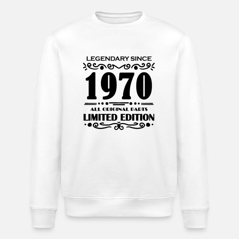 Baujahr 1970 - Stanley/Stella Unisex Bio-Sweatshirt ROLLER - Weiß