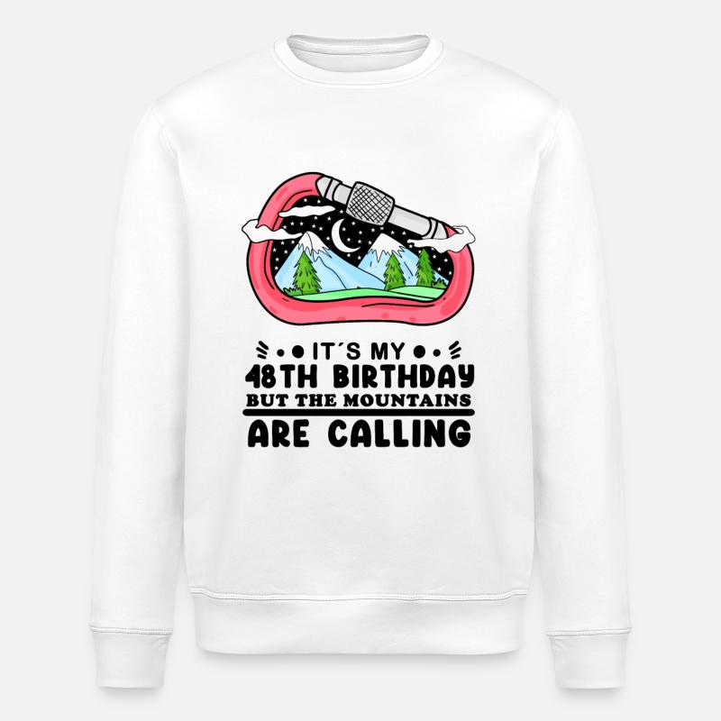 48th birthday Wanderer Bergberge - Stanley/Stella ROLLER Unisex Organic Sweatshirt - white