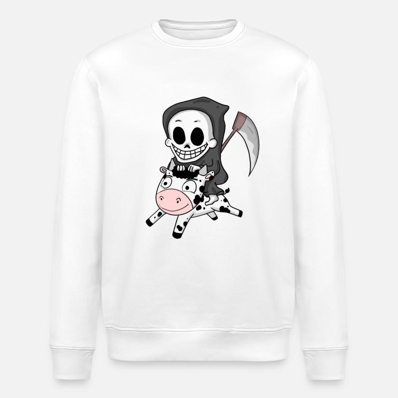 Grim Reaper Cow - Stanley/Stella ROLLER Unisex Organic Sweatshirt - white