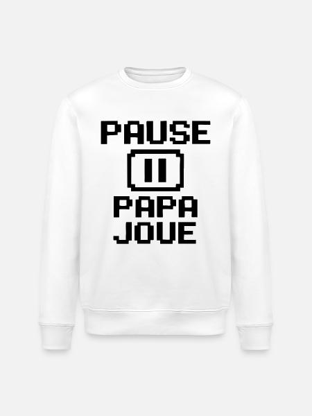 PAUSE – PAPA JOUE - Sweat bio ROLLER Stanley/Stella Unisexe - blanc