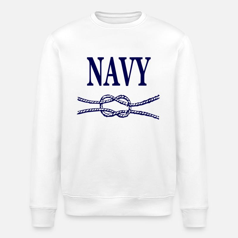 NAVY BLUE SCRIPT - Stanley/Stella ROLLER Unisex Organic Sweatshirt - white