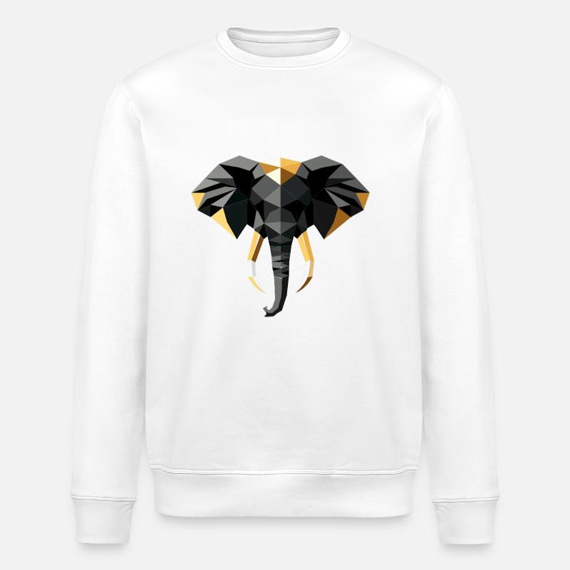 Elephant Low Poly Design - Stanley/Stella ROLLER Unisex Organic Sweatshirt - white