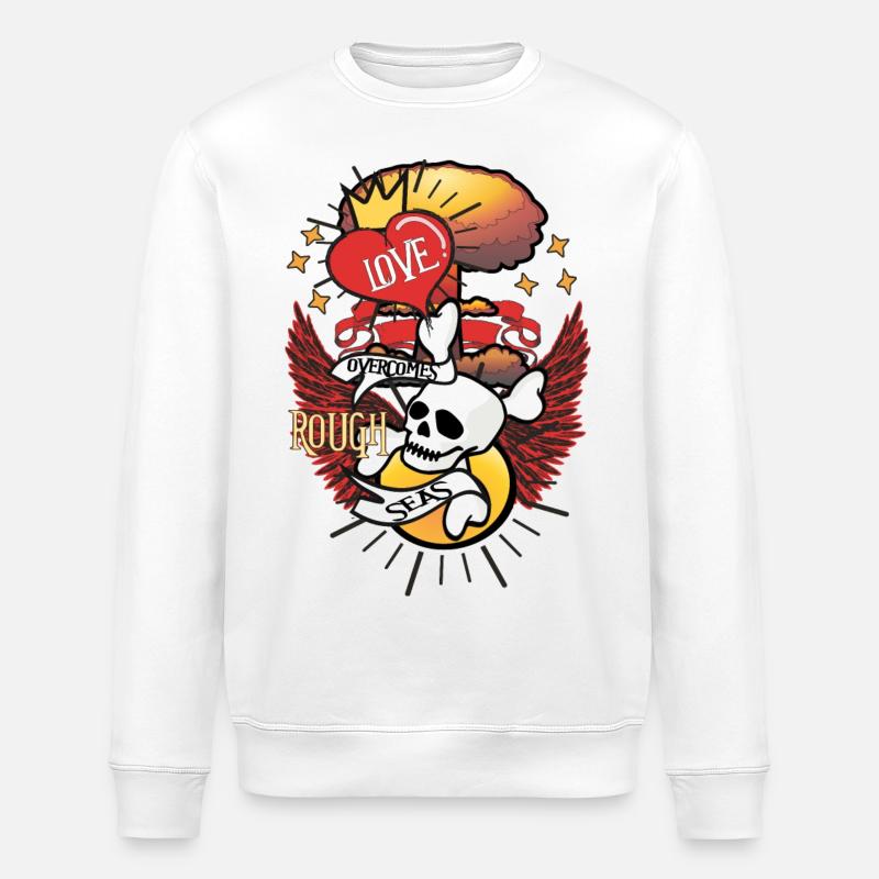 LOVE OVERCOMES ROUGH SEAS - Stanley/Stella Unisex Bio-Sweatshirt ROLLER - Weiß