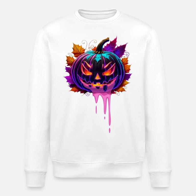 Halloween-Kürbis - Stanley/Stella Unisex Bio-Sweatshirt ROLLER - Weiß