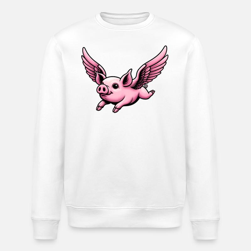 Flying Pig Drôles D’animaux - Sweat bio ROLLER Stanley/Stella Unisexe - blanc