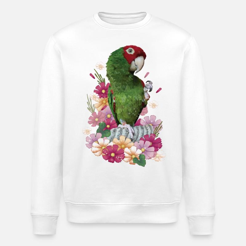 Red-headed parrot - Stanley/Stella ROLLER Unisex Organic Sweatshirt - white